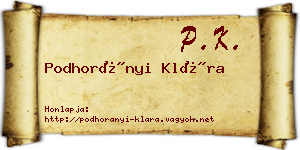 Podhorányi Klára névjegykártya
